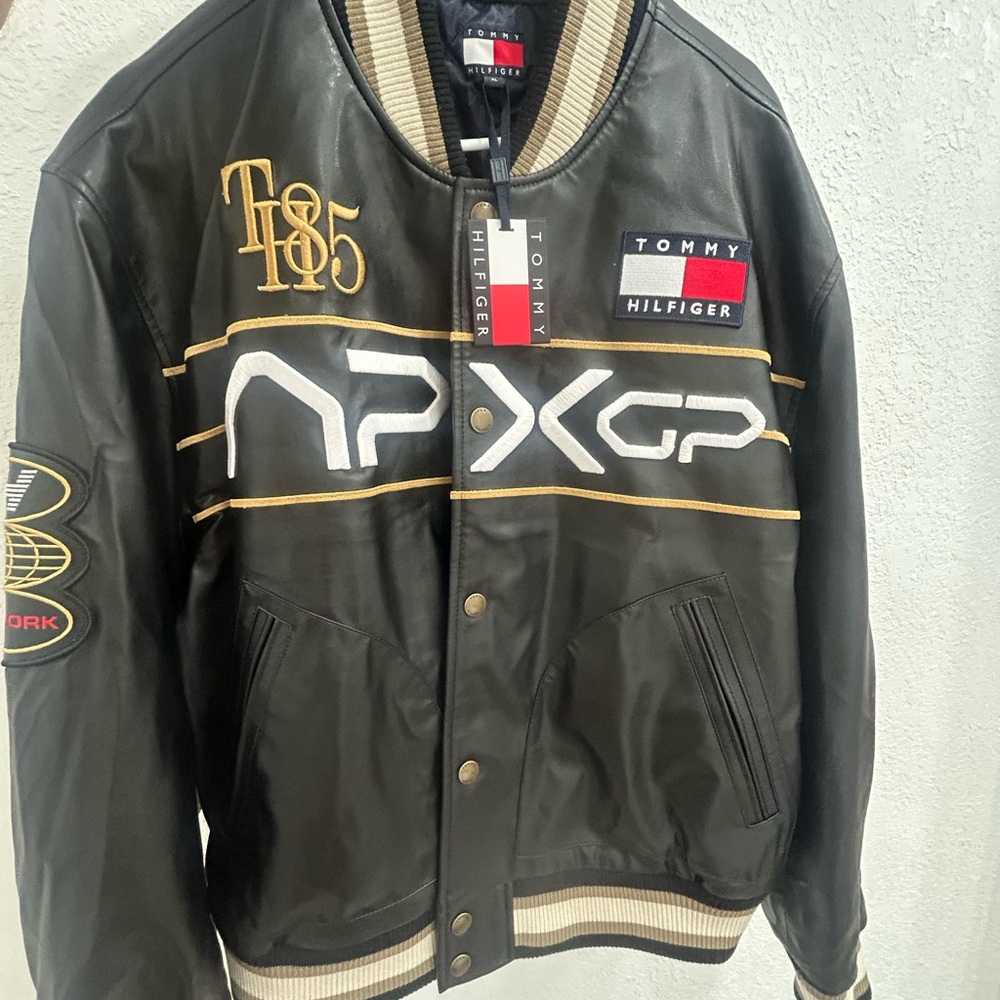 Tommy Hilfiger F1 Movie APXGP Leather Racing Varsity Jacket - xl - new